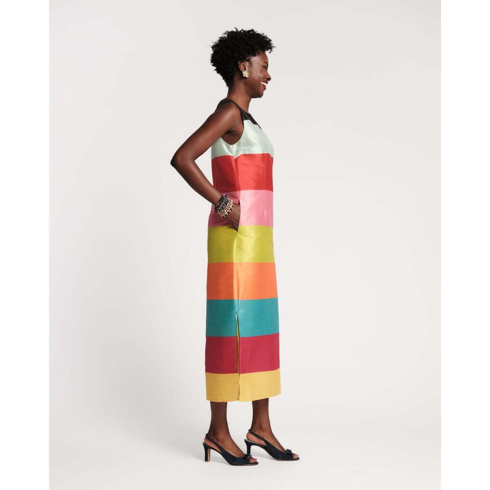 Sleeveless Column Maxi Dress - Rainbow Stripe - Picture 4 of 6